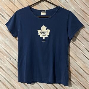 Toronto Maple Leafs Reebok NHL Hockey Fan Sparkly Logo T Shirt Glitter Ladies